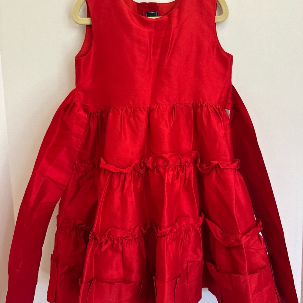Oscar De La Renta 100% Silk Vibrant Red Sleeveless Dress